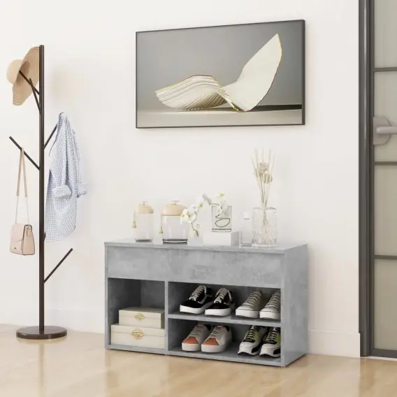 VidaXL Ławka z miejscem na buty, szarość betonu, 80x30x45 cm - Hurtownia wielobranżowa Lumarko Wyprzedaż